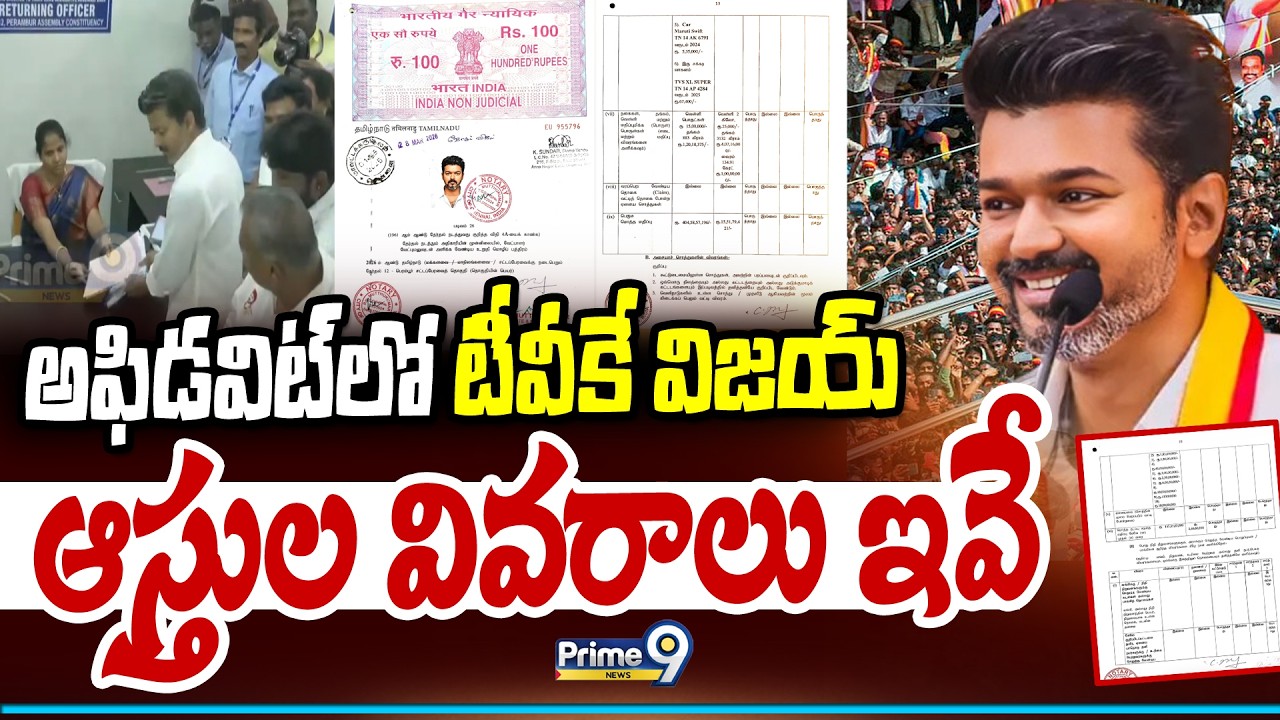 TVK Vijay Election Affidavit | అఫిడవిట్ లో టీవీకే విజయ్ ఆస్తుల వివరాలు ఇవే | Prime9 News