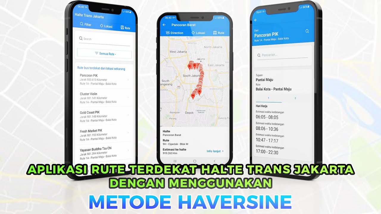Aplikasi Rute Terdekat Halte Trans Jakarta Metode Harversine - DEMO