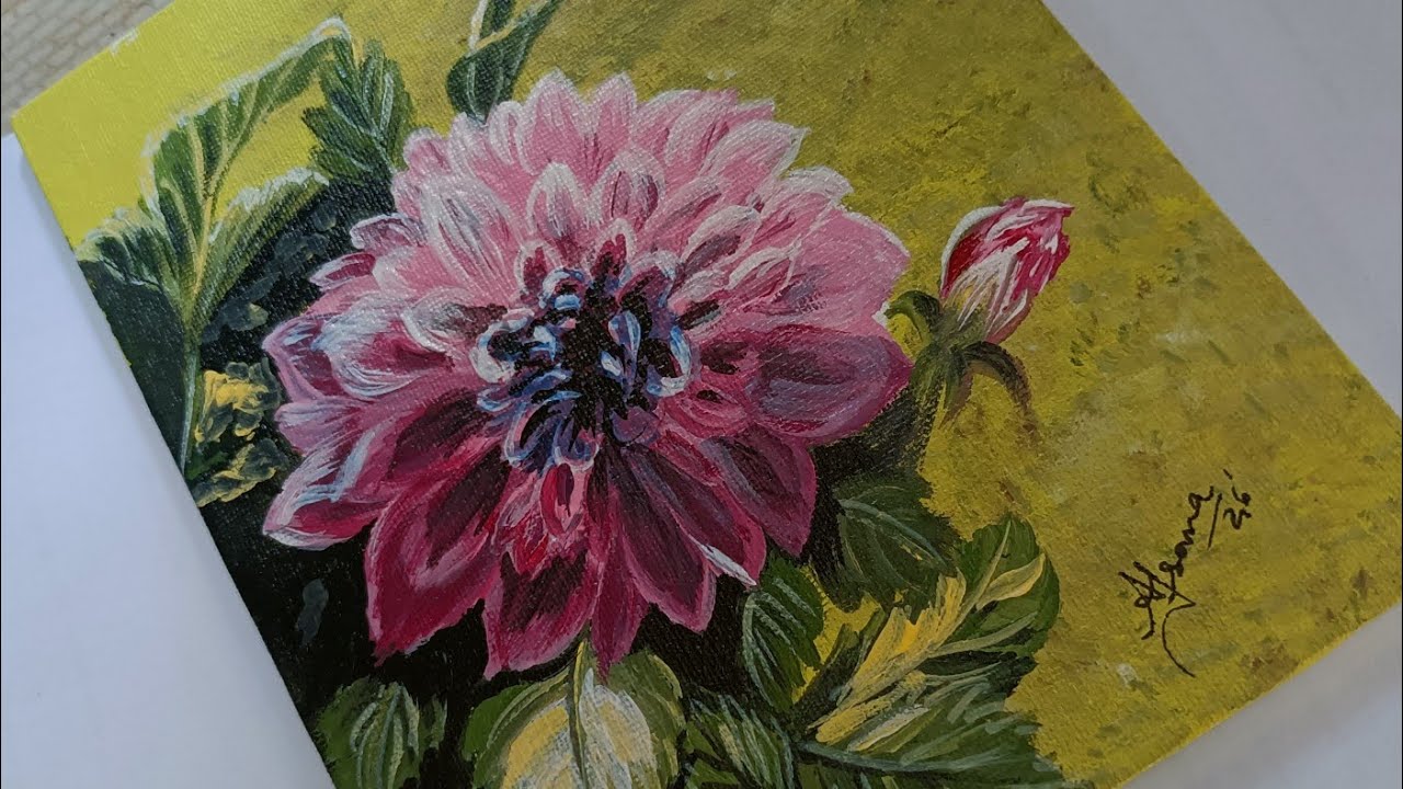 Delhiya flower painting ll Easy acrylic painting tutorial 
