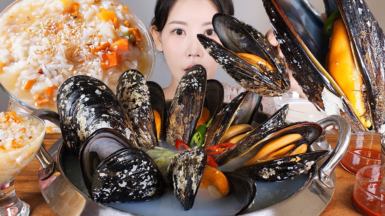 대왕 홍합🦪✨ 자연산 섭국 섭죽 먹방 giant mussel [eating show] mukbang korean food