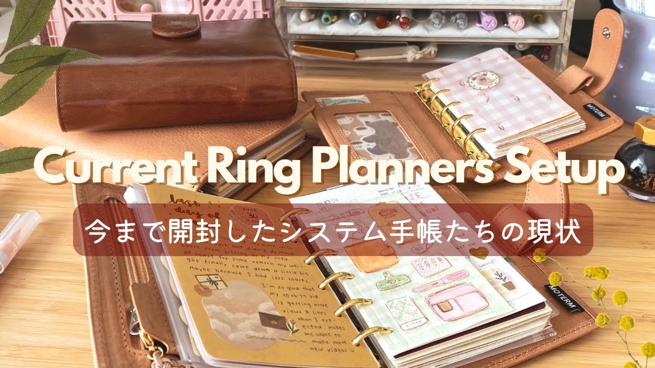 今まで開封したシステム手帳たちの現在の使い方を紹介｜手帳パラパラ｜バイブルサイズとミニ６とM５手帳の中身（MotermとSmartfee手帳）｜モータムベジタブルタンレザーアプリコット三姉妹