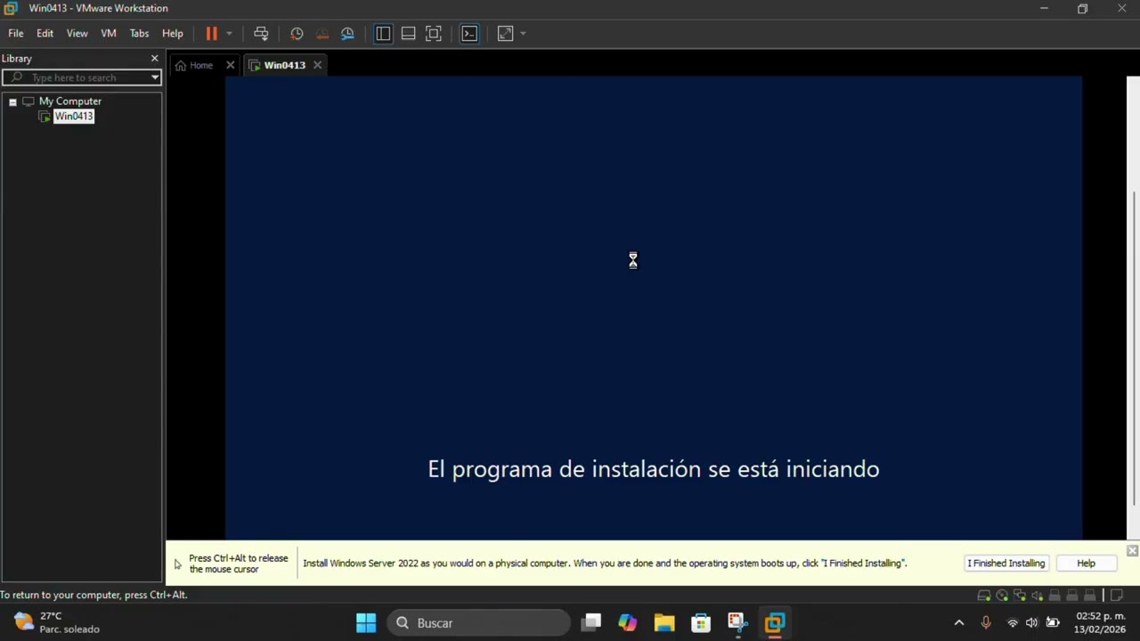 Instalación de VMware y creación de Maquina Virtual con WnServer 2022