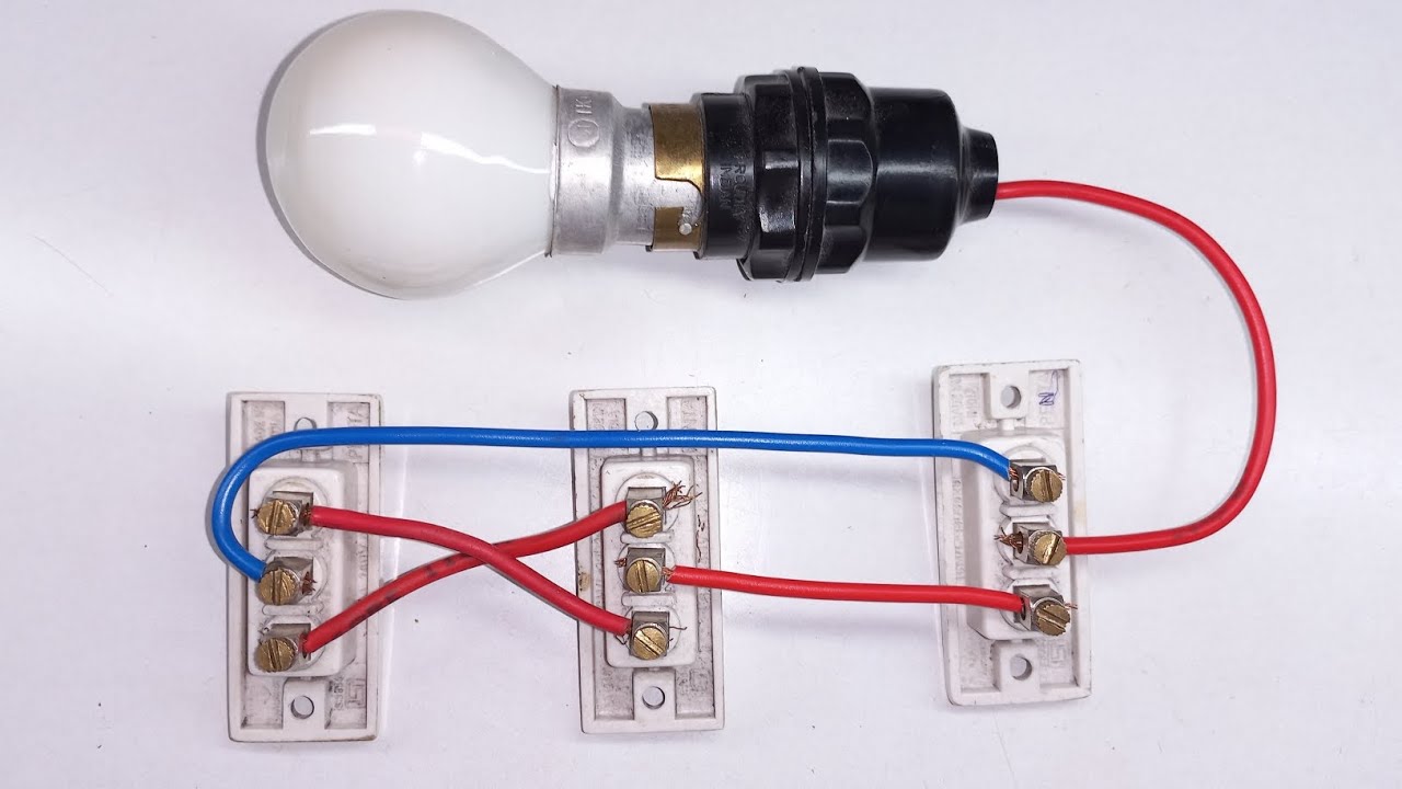 1 bulb 4 switch controls connection| staircase controls connection