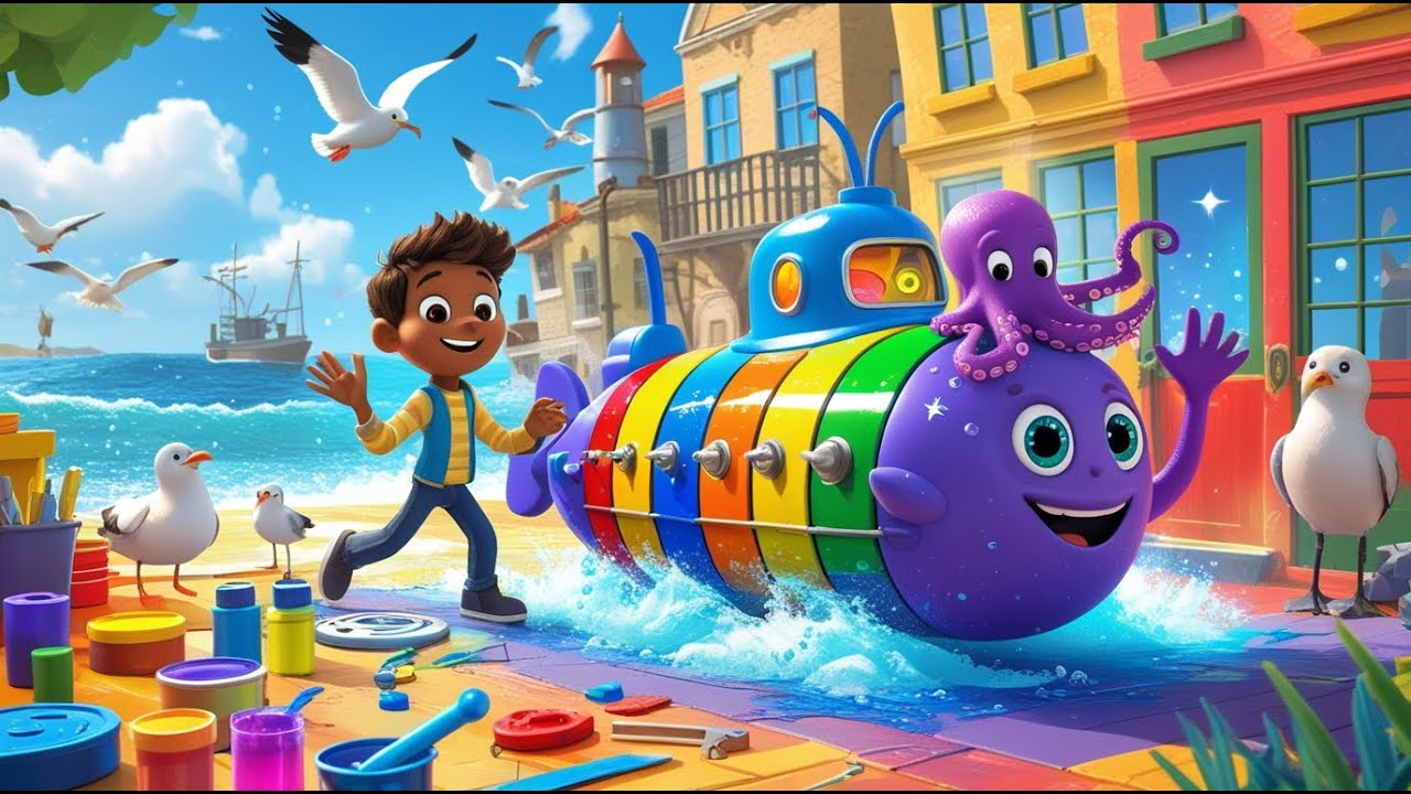 The Rainbow Submarine Deep Sea Colors Adventure 🌈🚢 | Fun Educational Cartoon Story for Kids ❤️