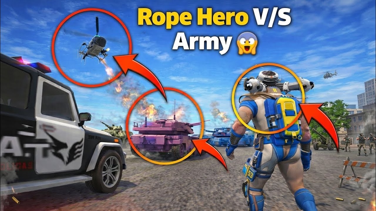 Rope Hero V/S Army 😱😱 || #ropehero #reels #trending #gaming #gameplay #games #mobilegaming #game
