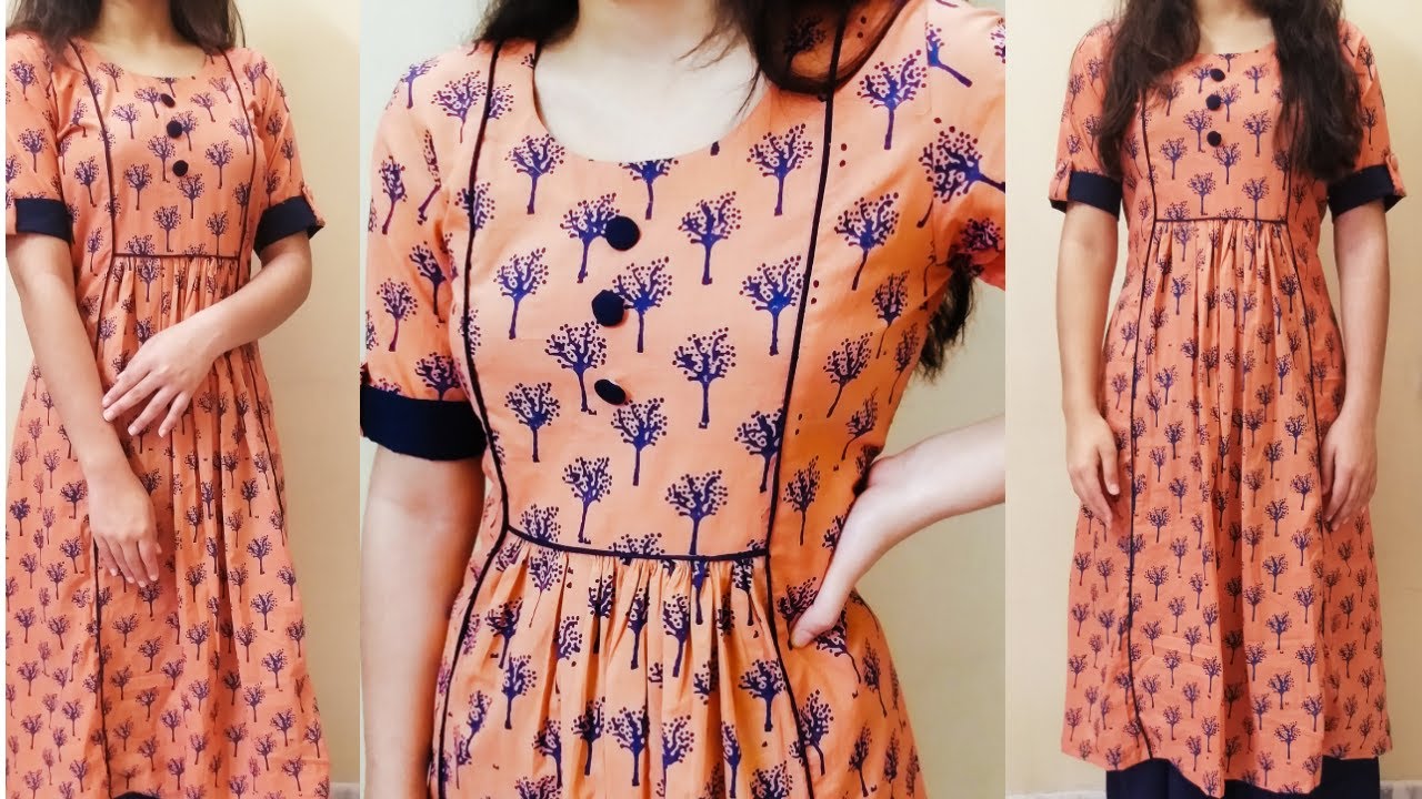 VERY EASY A LINE PLEATED KURTA STYLE / Cutting and Stitching / DIY