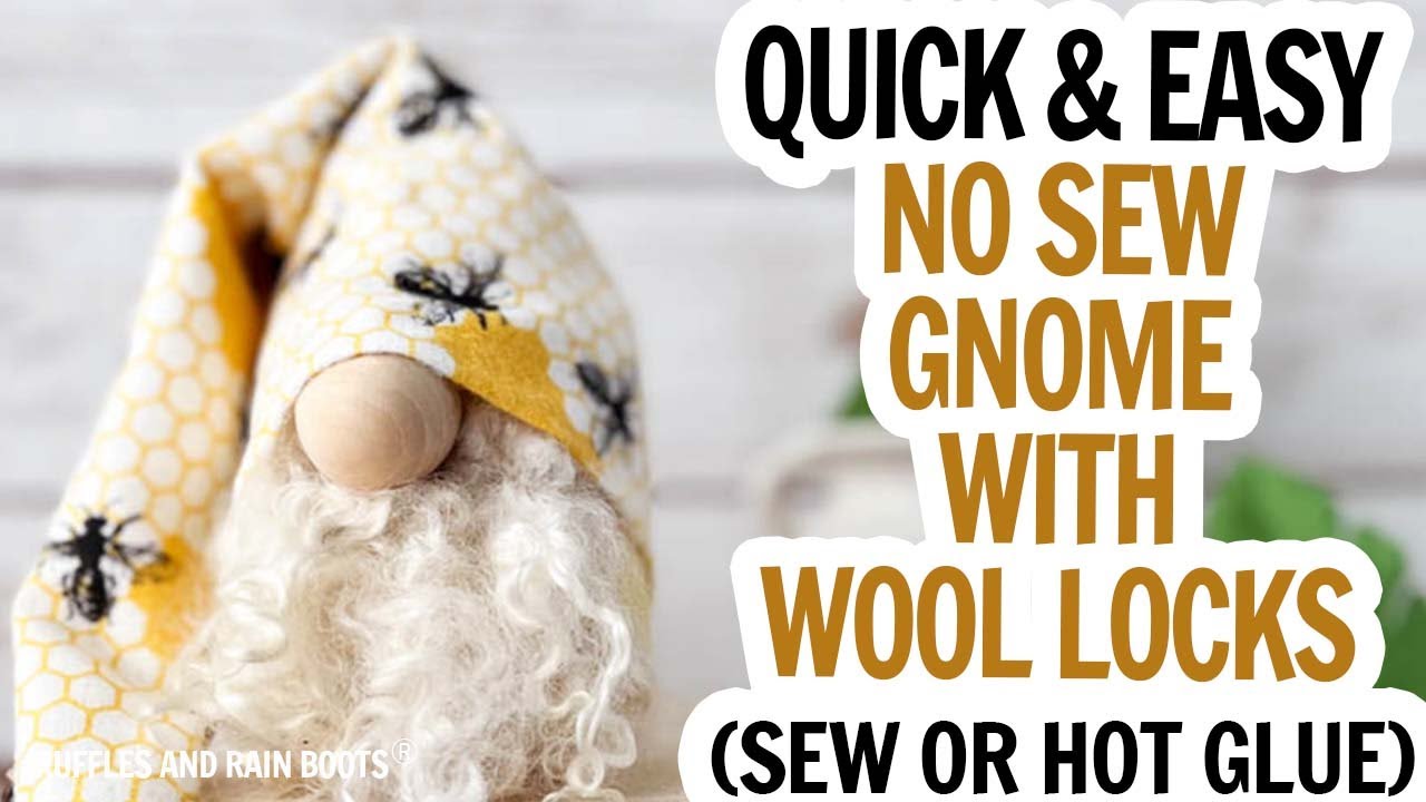 No Sew Gnome with Wool Lock Gnome Beard / No Sew Gnome Pattern / Slouchy Hat Gnome / DIY Gnomes