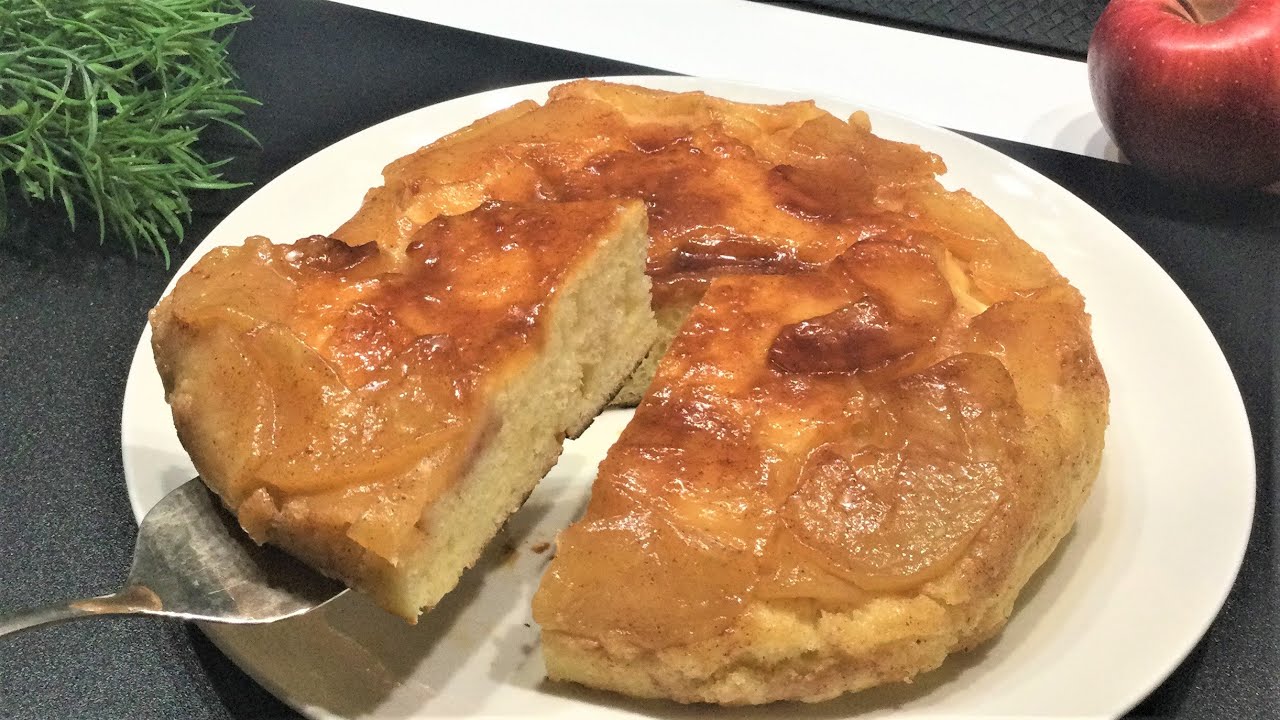 Easy No Oven Golden Apple Cake in Frying Pan