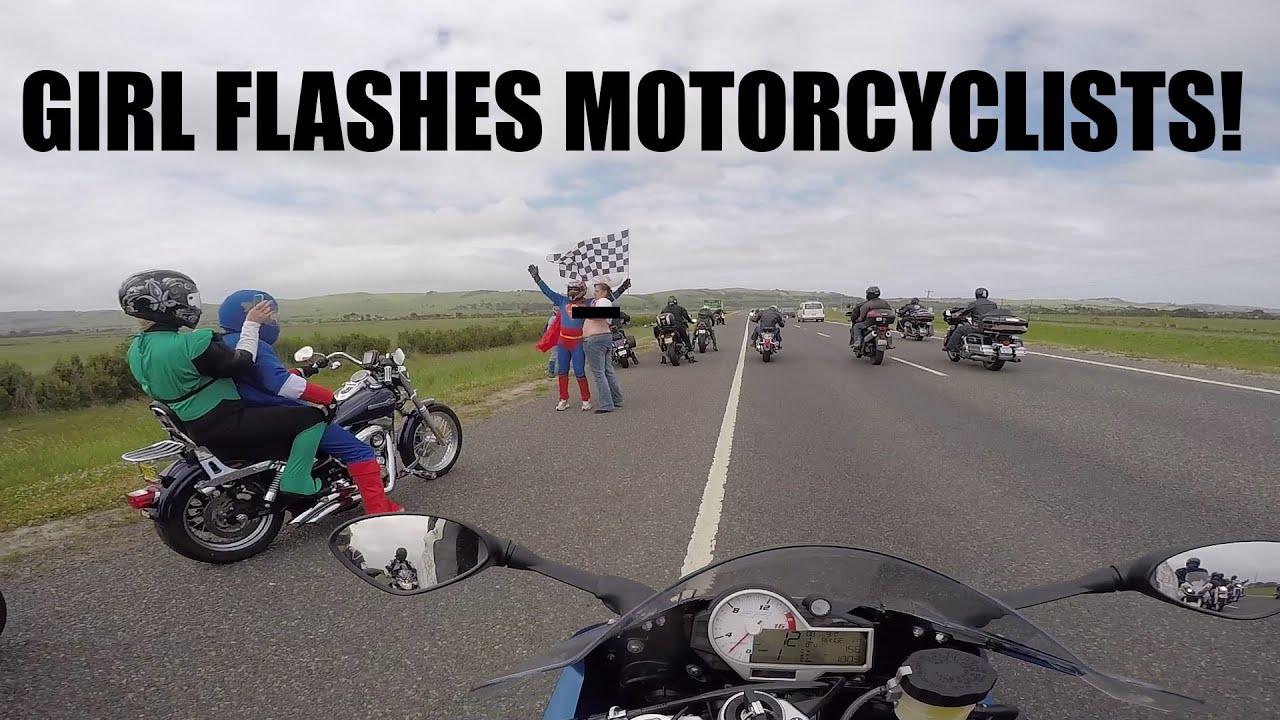 Girl Gets Her Boobs Out For Motorcyclists! 2015 MotoGP Ride!