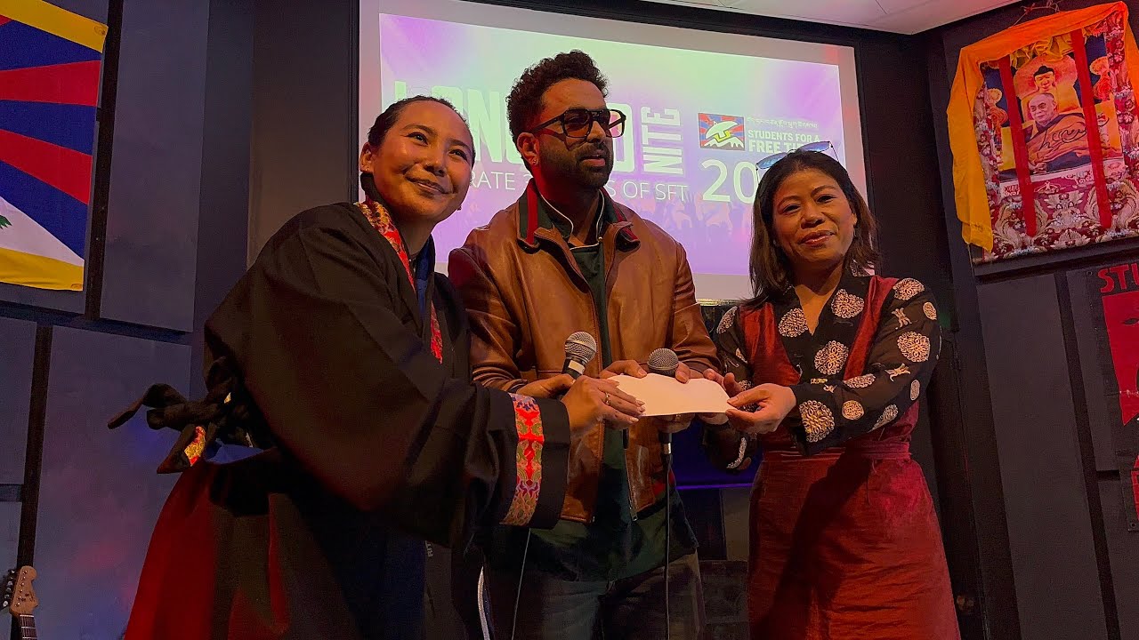 MC Mary Kom & Hitesh Choudhari Donation for Students for a Free Tibet. 👏🏼 part 3