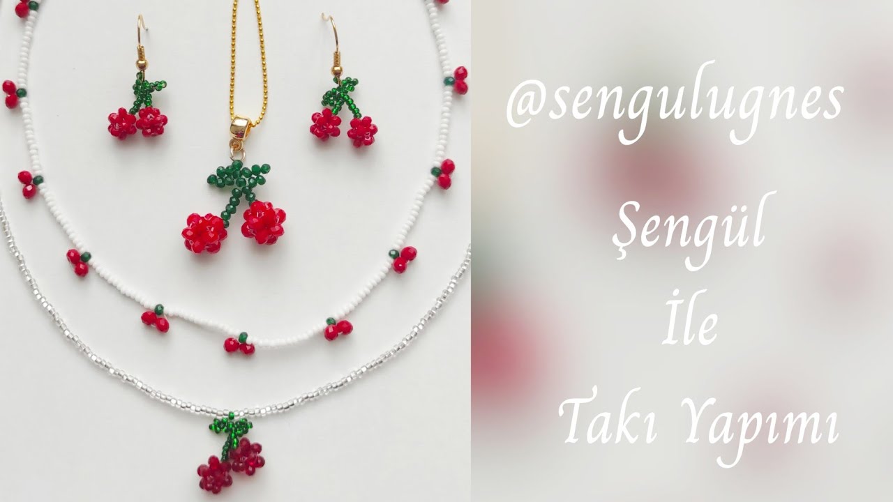 🍒 Boncuktan Kiraz Kolye ve Küpe Yapımı 