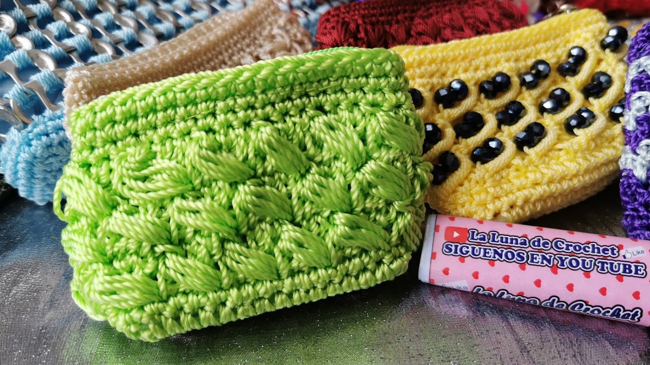 Monedero Tejido a Crochet Punto Reversible/LA LUNA DEL CROCHET