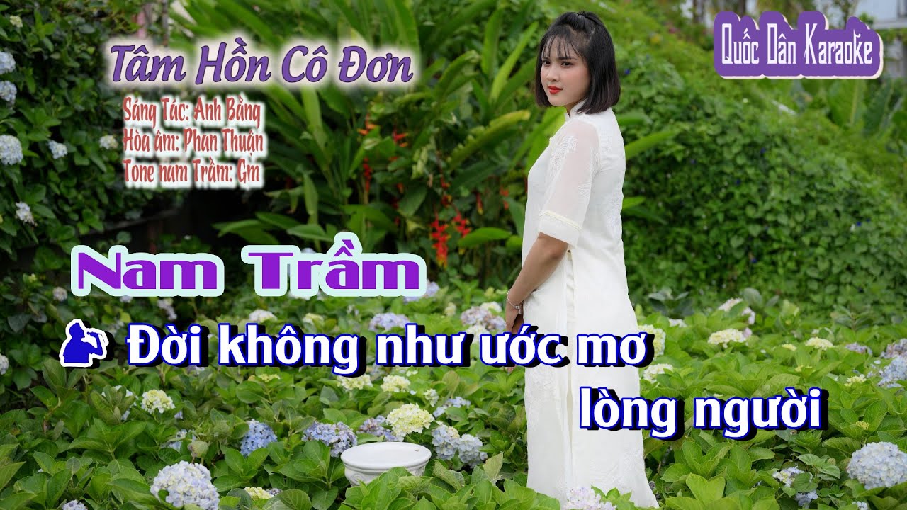 Karaoke Tâm Hồn Cô Đơn | Tango | Tone Nam Trầm (Gm,Tp:115) | Quốc Dân Karaoke