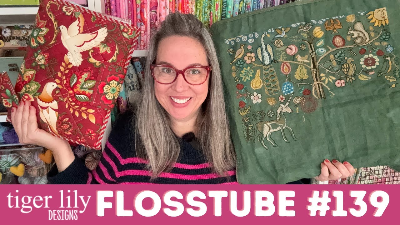 Flosstube 139 - Peacorn WIP Update, Christmas Stitching, Quilt FInish & New Sweater on the Needles