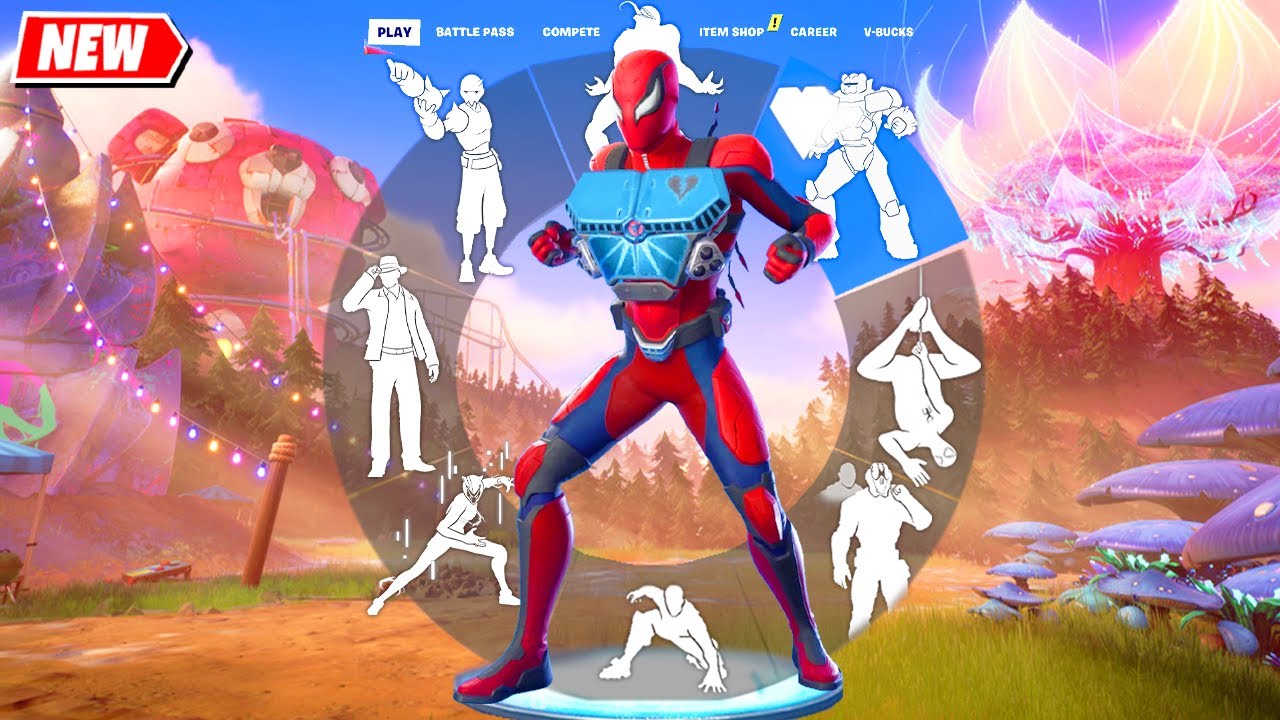 SPIDER-MAN ZERO Fortnite doing all Built-In Emotes