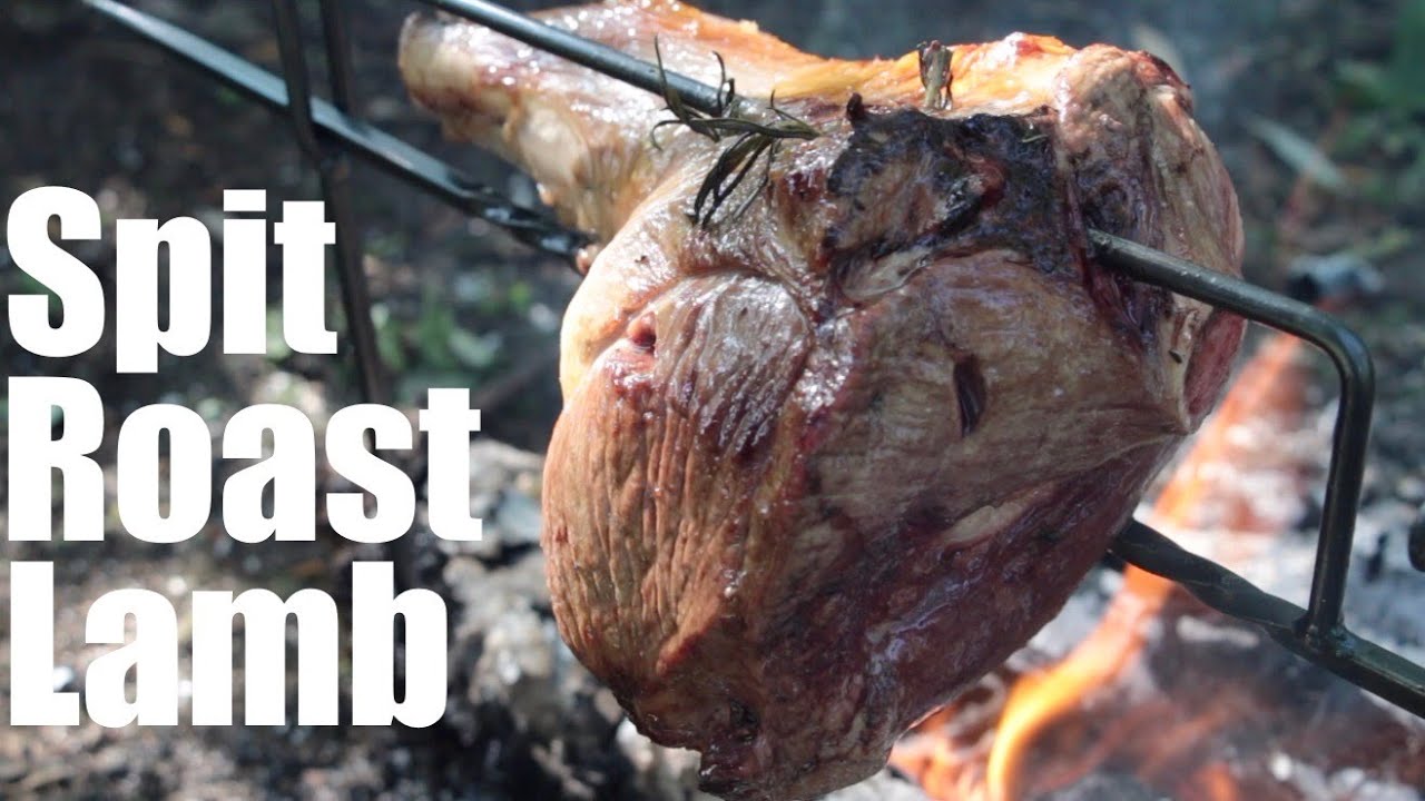 Camp Fire Cooking. Spit Roast Leg of Lamb with Wild Mint Sauce. Mint Tea.