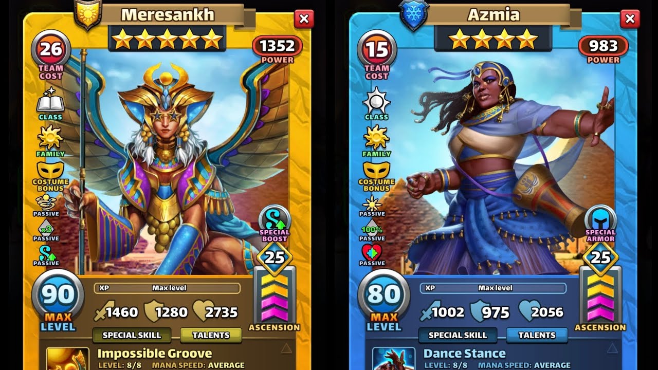 Empires & Puzzles Meresankh Costume & Azmia Costume These 2 Disco Divas are Dangerous!! 😈😈😈