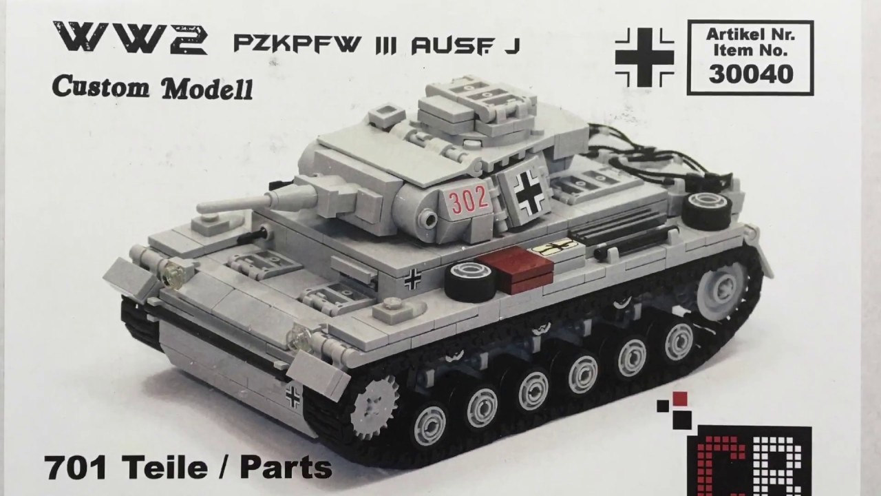Lego Custom Bricks WW2 Panzer 3 Ausf- J Tank set #30040