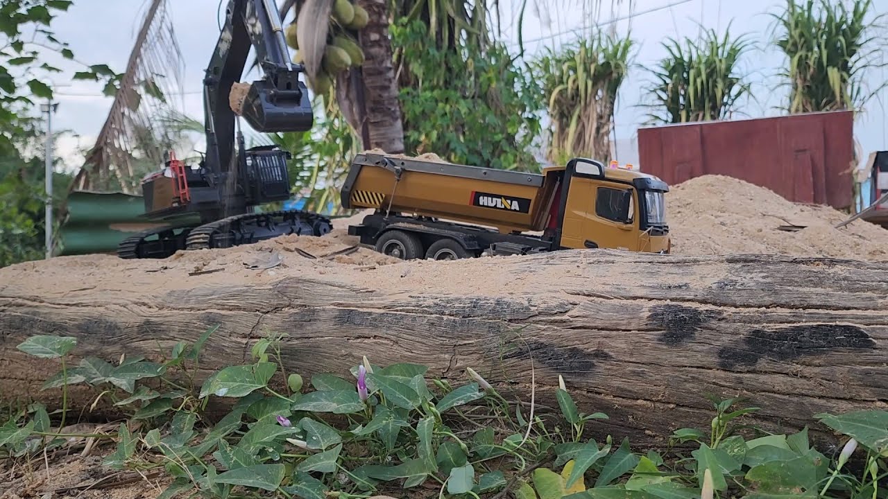 Master of the Sandbox: RC Excavator and Dump Truck Loading Operation