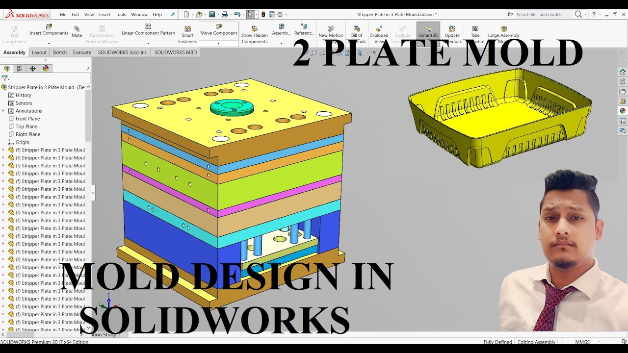 2 Plate Injection Mold Designing in Solidworks (Mould Design Tutorials in Solidworks)
