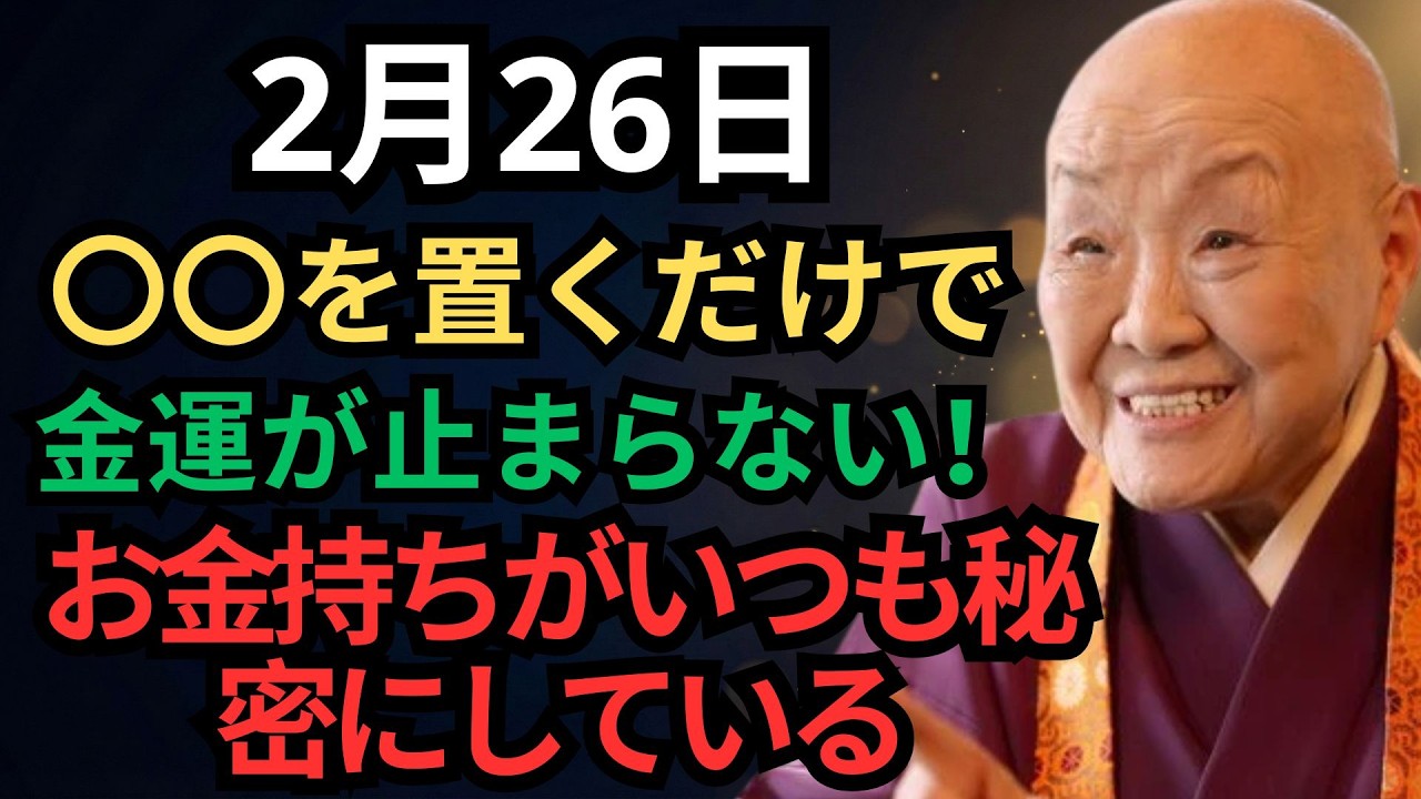 【瀬戸内寂聴】⚠️2月26日23時59分までにご覧の方限定⚠️✨家に〇〇を置くだけで金運が止まらない！お金持ちの家に必ずあるもの✨｜生きる哲学｜偉人の教え