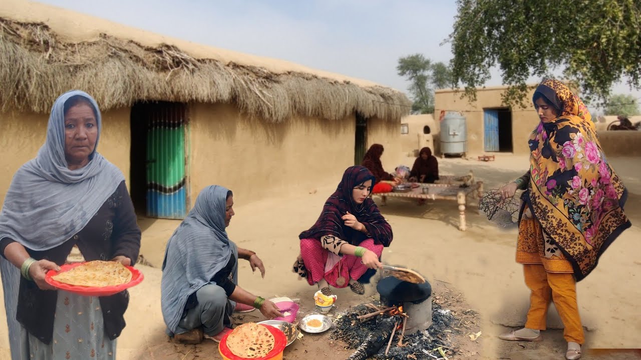 Ancient Village Life in Pakistan | Village Women Morning Routine in Winter Fog | Traditional Food