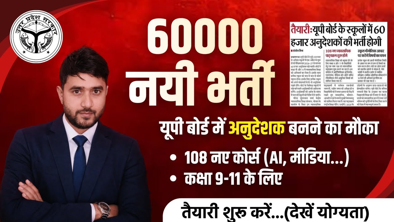 UP Board में 60,000 पदों नई भर्ती 🔥| अनुदेशक भर्ती 2026 | योग्यता, सैलरी, PROOF | Instructor Vacancy