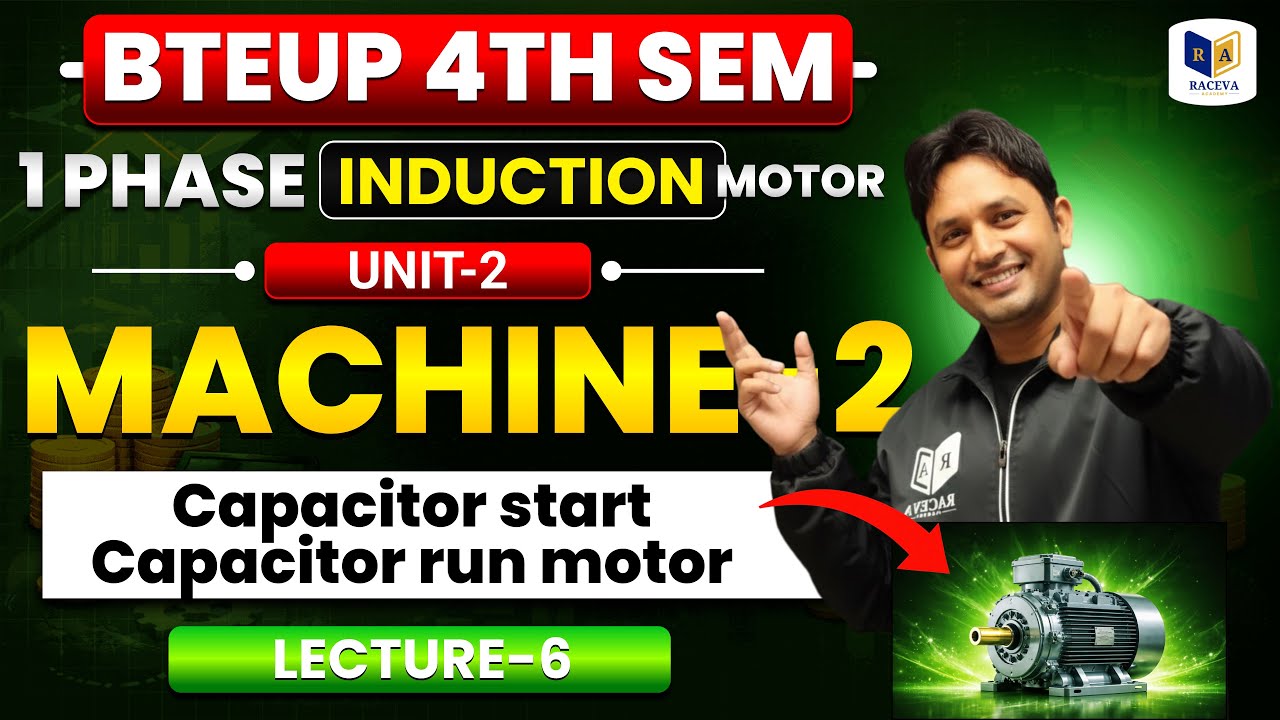 1 Phase Induction Motor Explained 🔥| Capacitor start capacitor run motor | EM–2 | BTEUP 4th Sem |L-6
