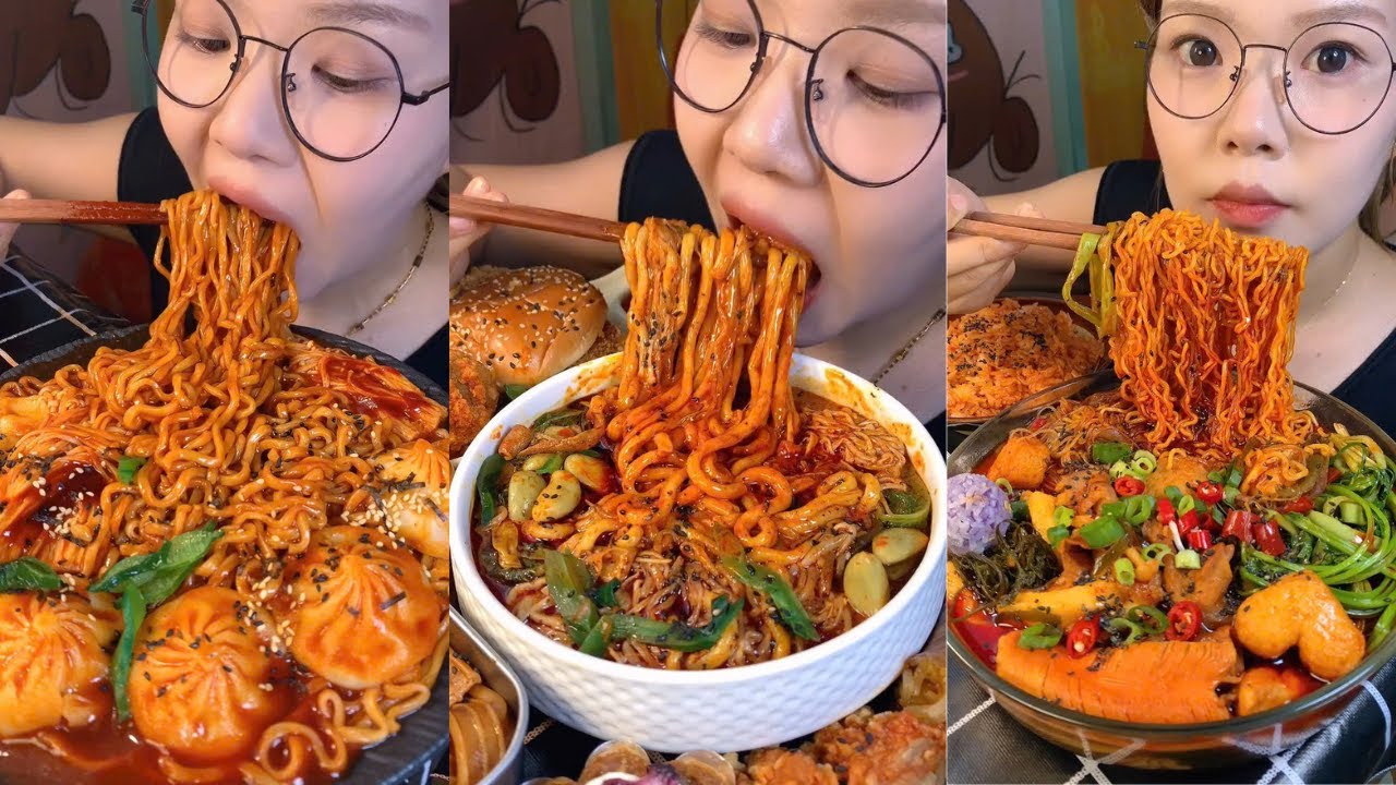 Saucy Noodles, Crunchy Mushrooms & Juicy Dumplings Mukbang ASMR