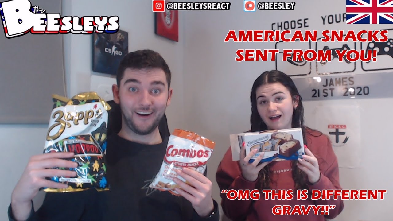 British Couple Try Snacks Sent from America for the first time!
