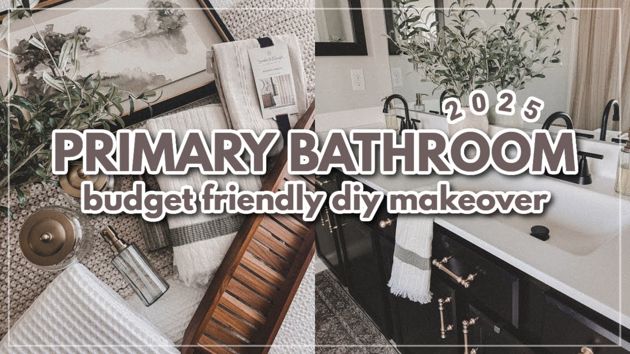 PRIMARY BATHROOM BUDGET FRIENDLY DIY MAKEOVER | BATHROOM MAKEOVER ON A BUDGET | BATHROOM DECOR IDEAS