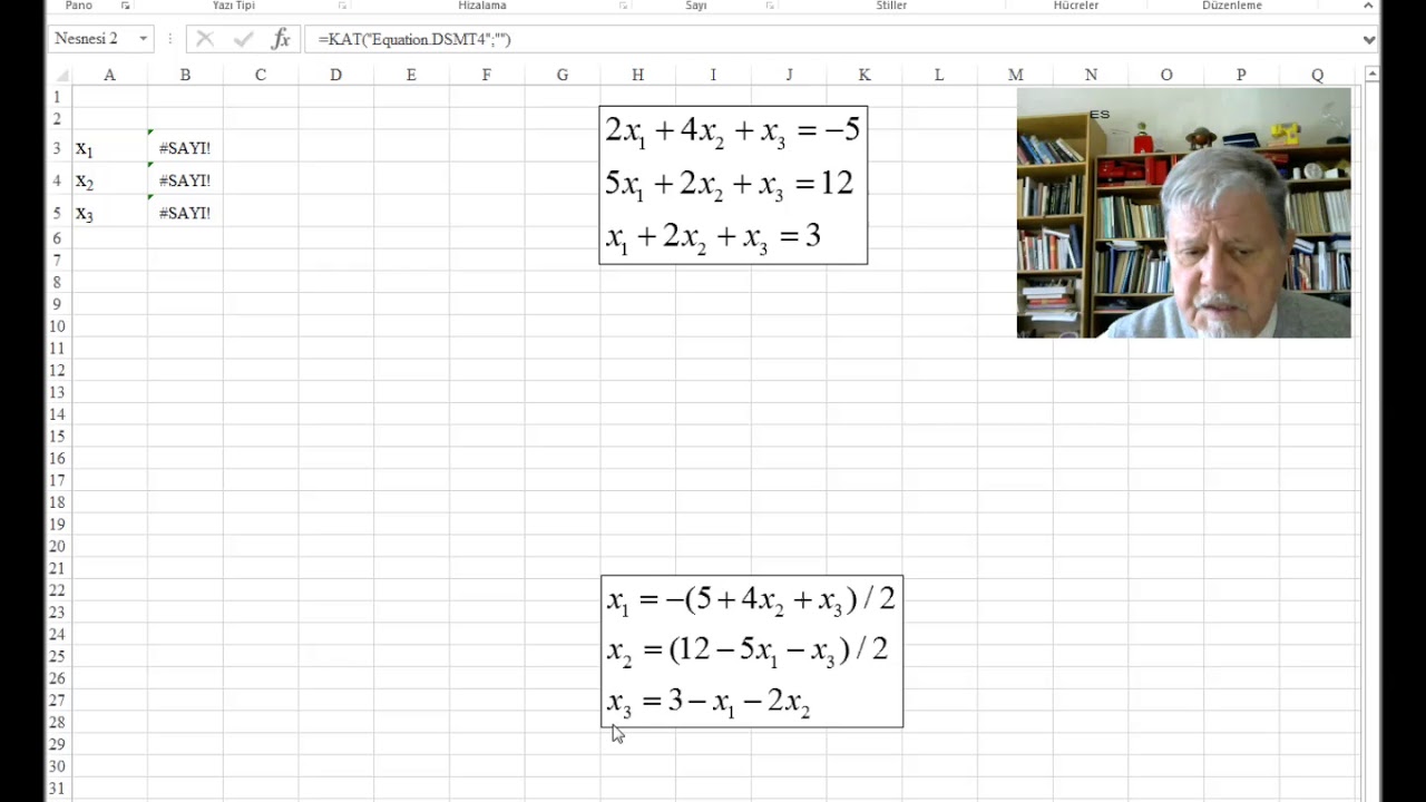Excel'de Lineer Denklem Takımı Çözümü – İteratif Yöntem 1