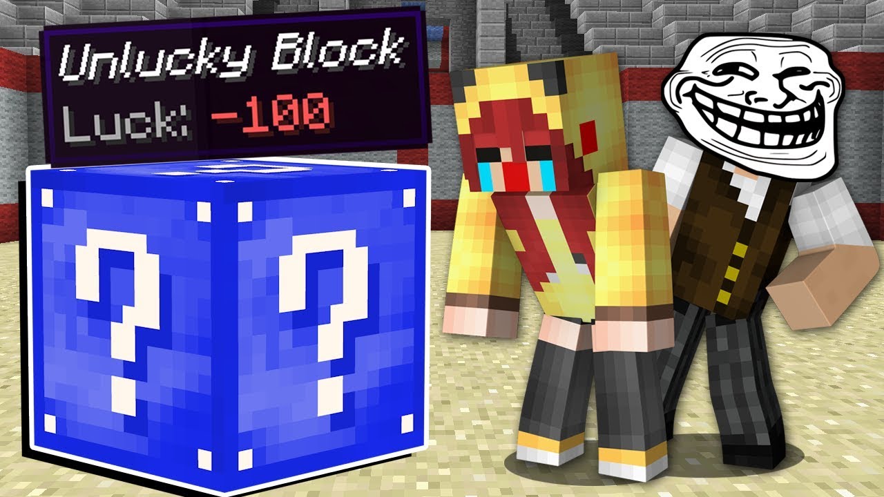 Minecraft: TROLLEI MINHA AMIGA SÓ COM LUCKY BLOCKS 100% COM AZAR!