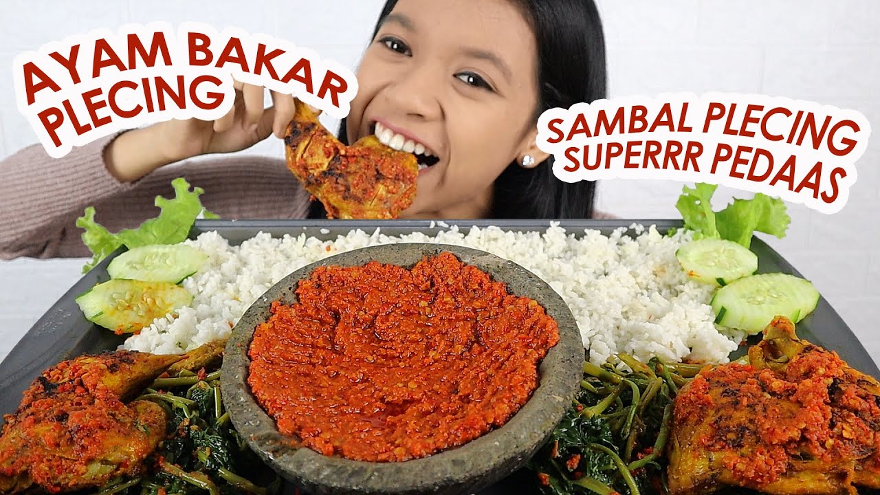 MUKBANG AYAM BAKAR PLECING + KANGKUNG SAMBAL SUPER PEDAS SECOBEK || MUKBANG INDONESIA