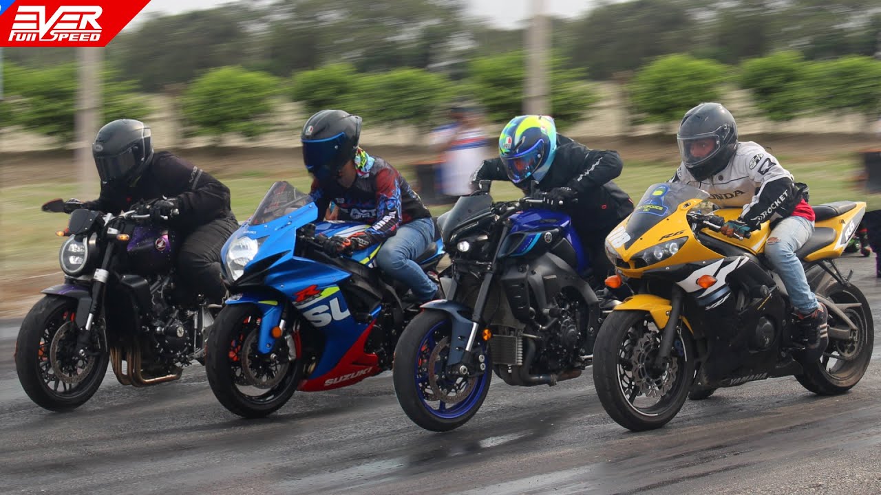 DRAG RACES: CB1000R 🆚️ GSX-R600 🆚️ MT-10 🆚️ R6 🆚️ MT-09 🆚️ Ninja ZX10R 🆚️ CBR600RR Track Times 2024