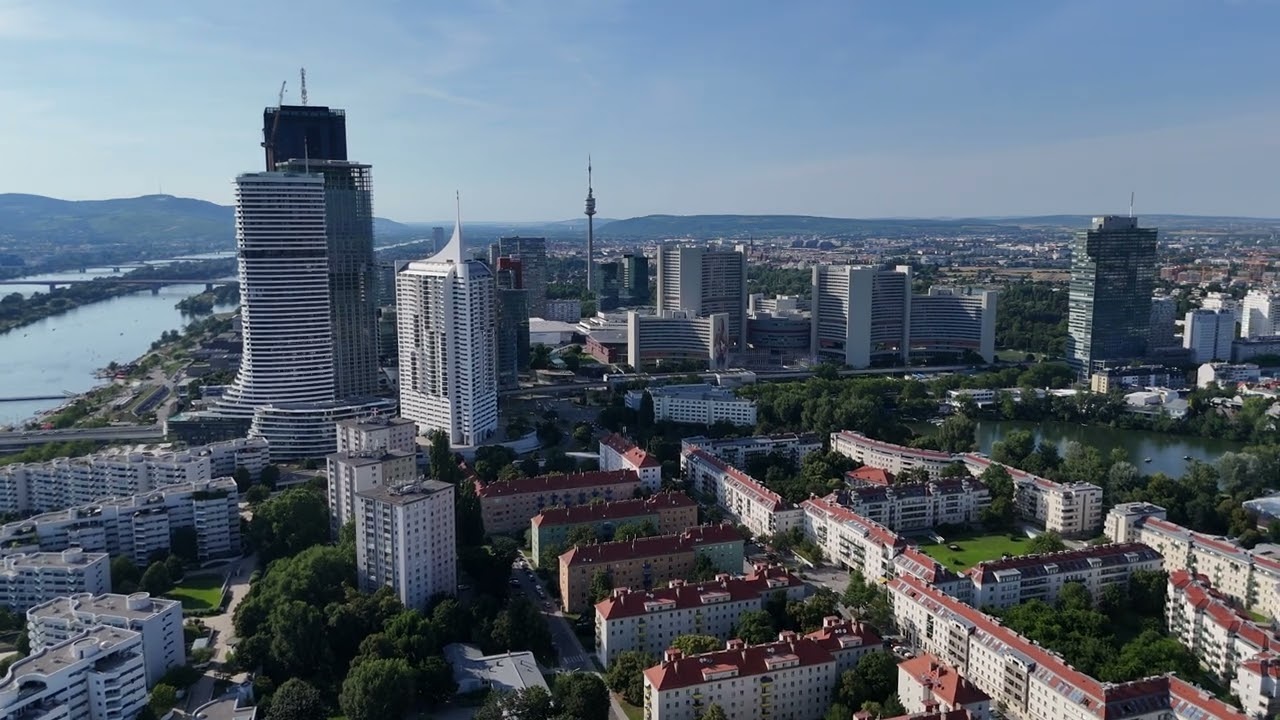 Kaisermühlen Vienna Sky View 4K
