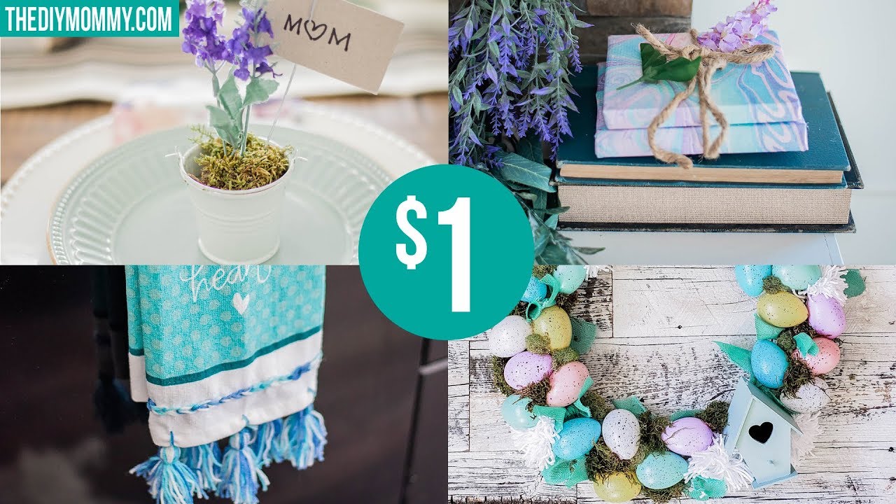 DIY DOLLAR TREE SPRING & EASTER DECOR 🌷 Place Setting, Egg Wreath, Books & Towel