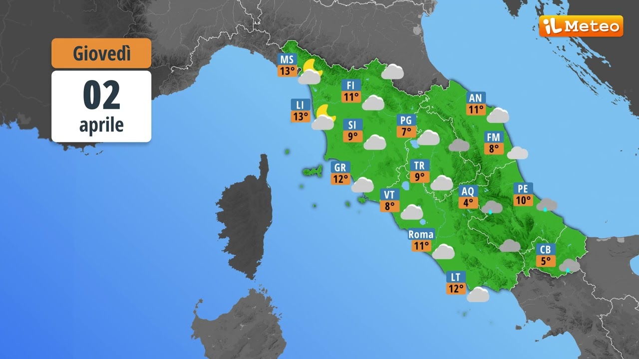 Meteo, previsioni e tendenza meteo Italia Gioved&igrave; 02 aprile 2026