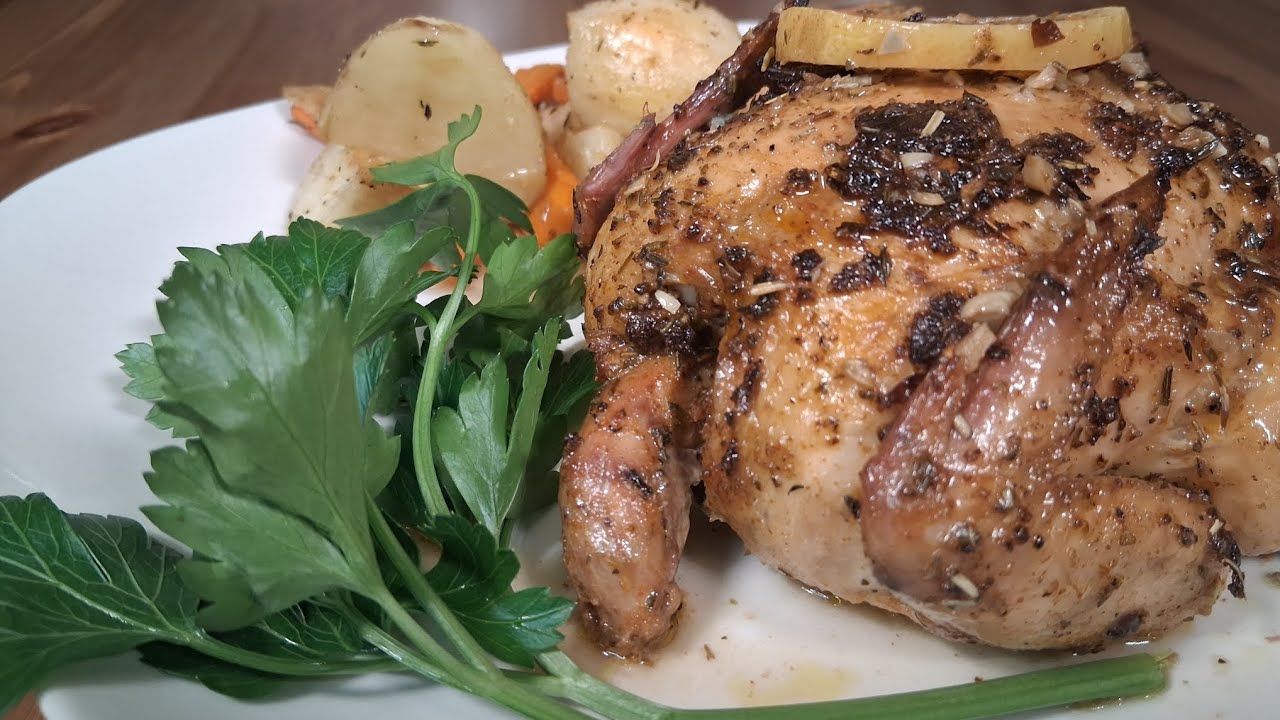 Cornish Hens with carrots and potatoes 