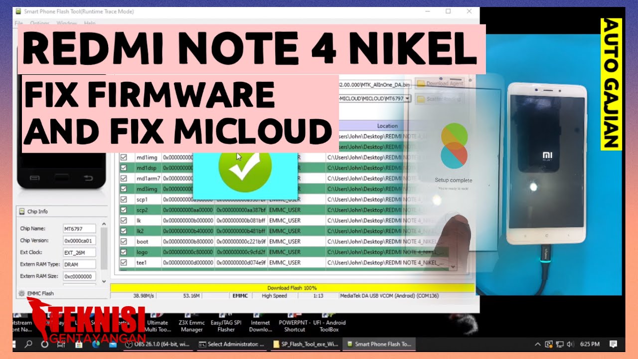 XIAOMI REDMI NOTE 4 NIKEL MEDIATEK FIX STUCK LOGO DAN FIX MICLOUD || HOW TO FLASH ROOM REDMI NOTE 4