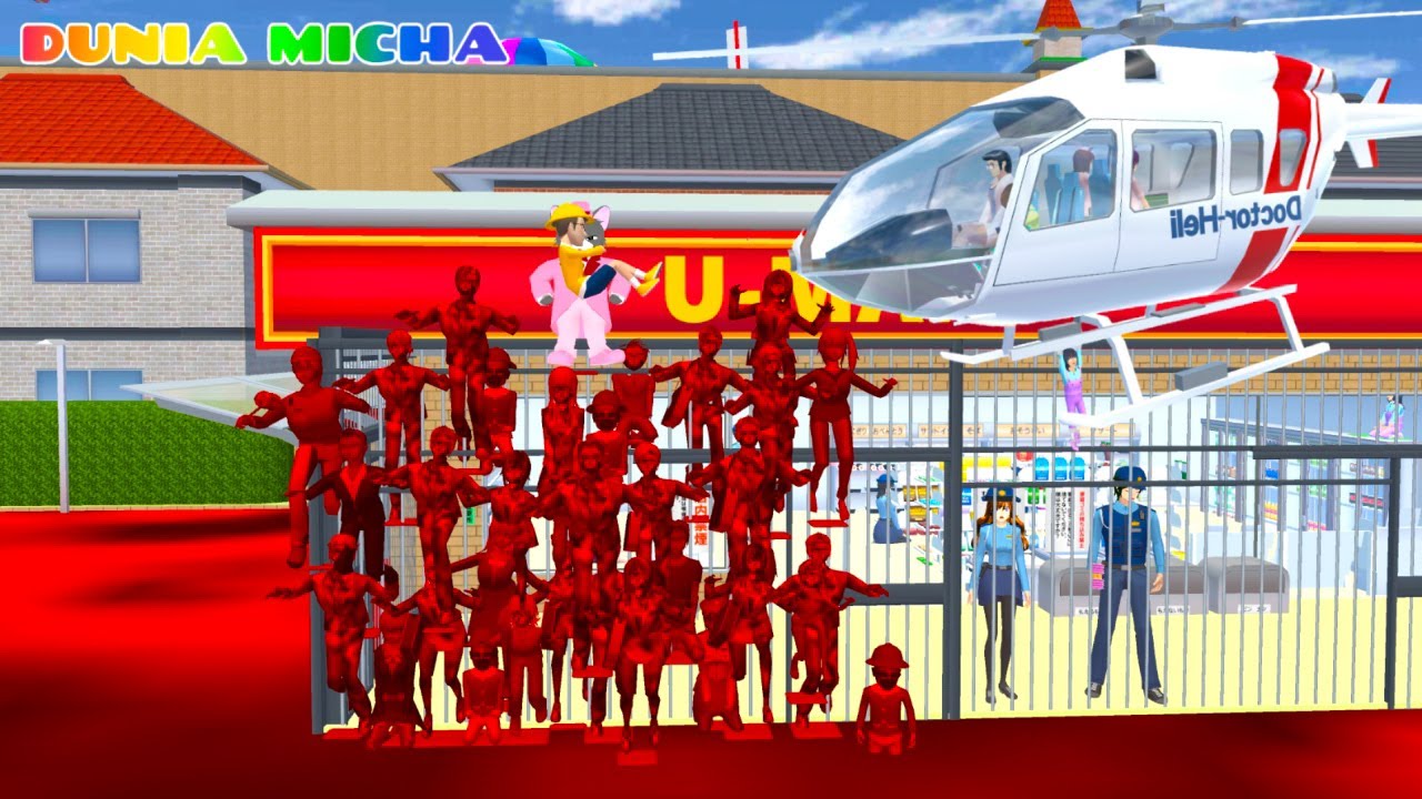 Yuta Mio Kabur Naik Helikopter Tinggalkan Kota Hantu Zombie Lava | Sakura School Simulator