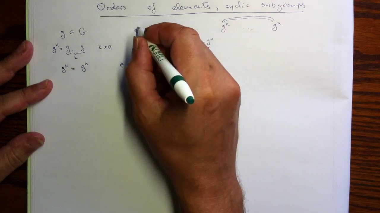 Orders of elements, cyclic subgroups