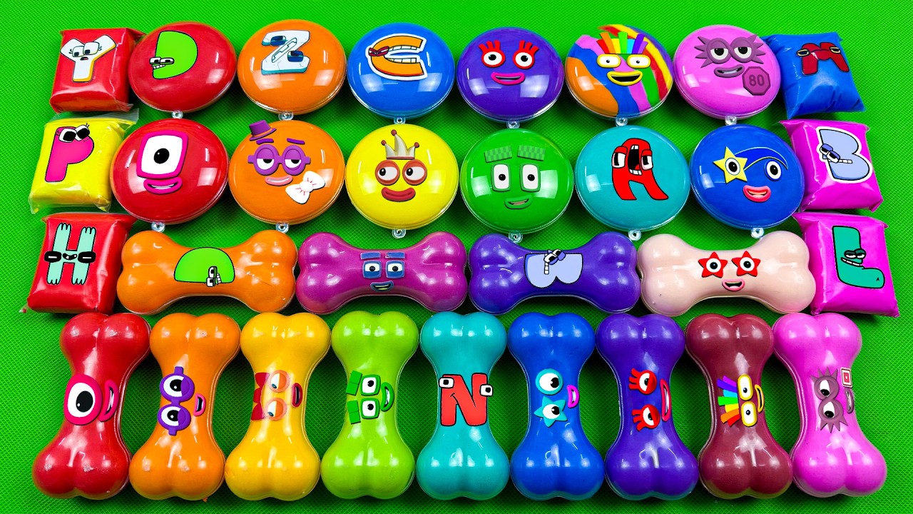 Numberblocks Mixing ASMR 💫 Fun Alphablocks Hidden Slime in Cake, Bone Glitter, Satisfying Clay World