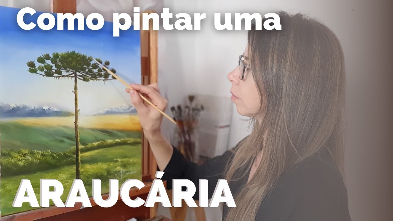 Como pintar uma Araucária - Pintura em tela