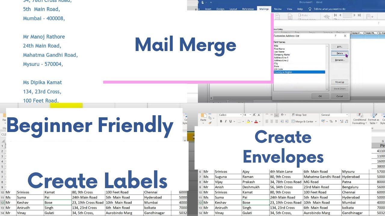 Create Envelopes | Create Labels | Create Directories  using Mail Merge  | NIOS Made Easy