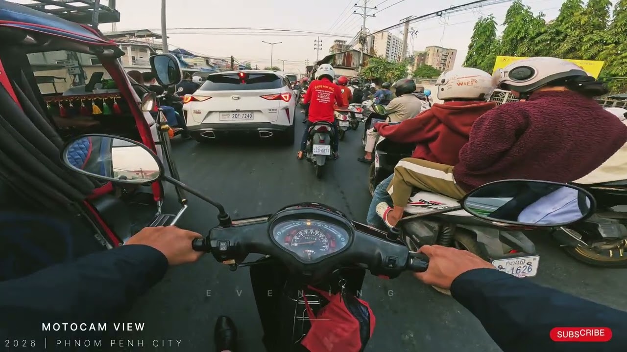 Episode 423: Evening riding tour in Phnom Penh City, Cambodia 🇰🇭 4K/30fps