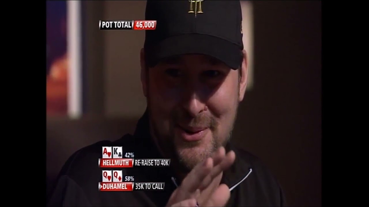 Phil Hellmuth is arguing with Antonio Esfandiari while playing Ace King