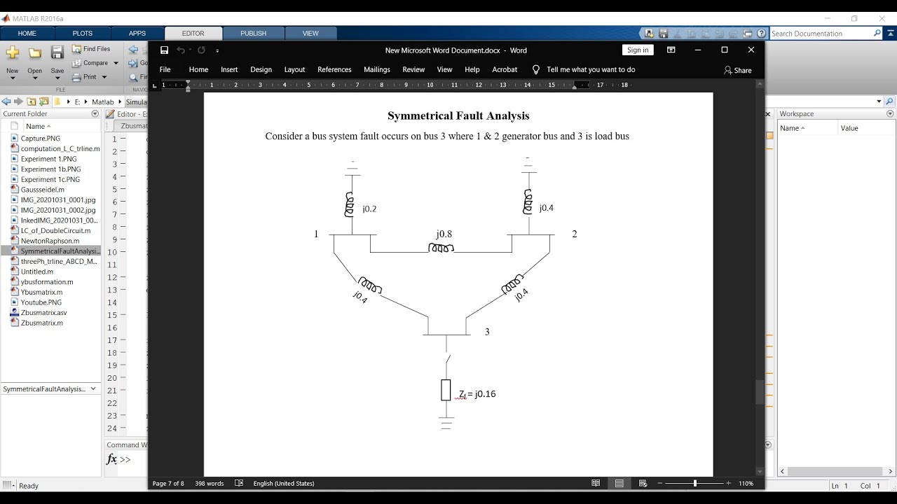 Symmetrical Fault Analysis using Thevenin's theorem in MATLAB  | PSS LAB | EEE