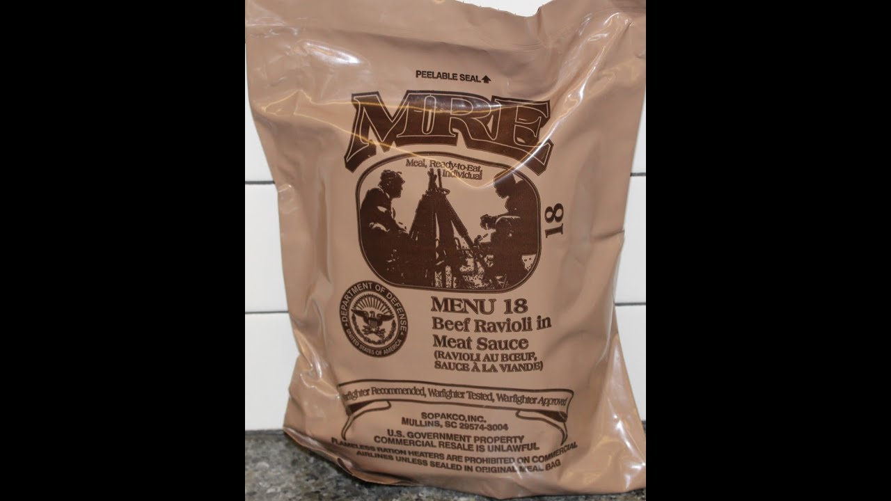 US Military MRE Menu B #18 Beef Ravioli in Meat Sauce Review