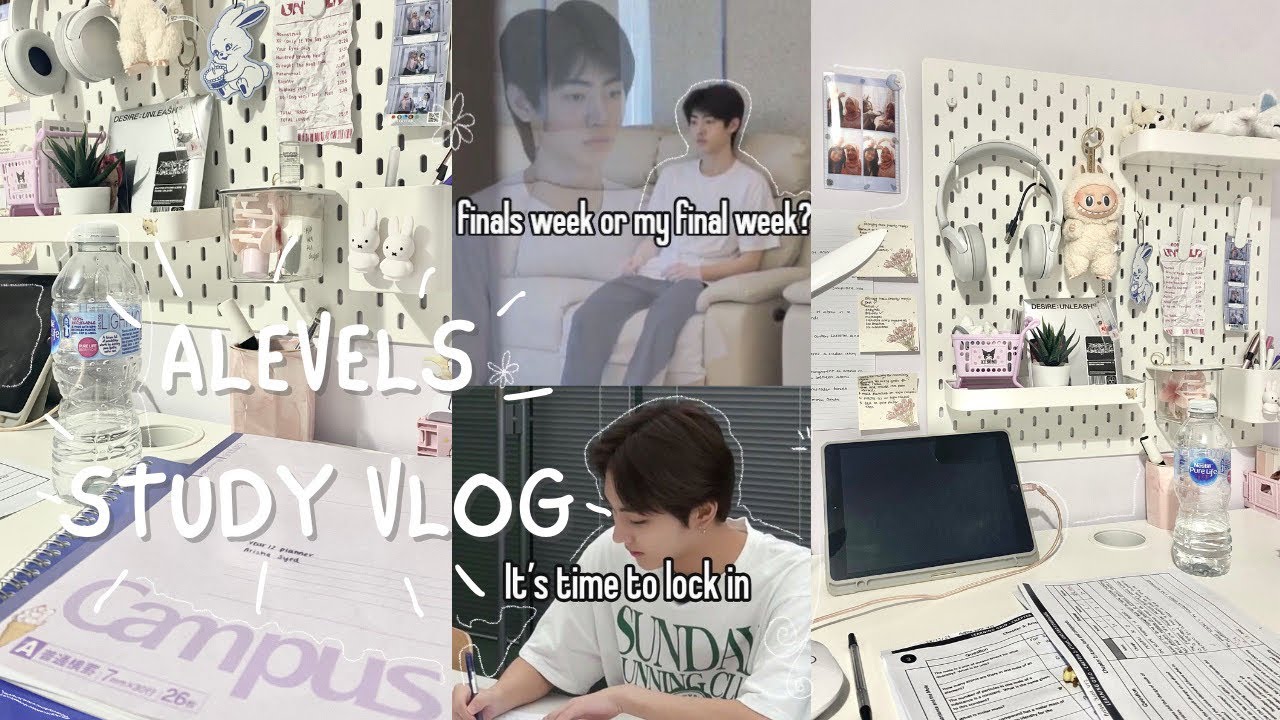 PRODUCTIVE STUDY VLOG 📓🖇️ | cramming, aesthetic notes, enhypen, study with me